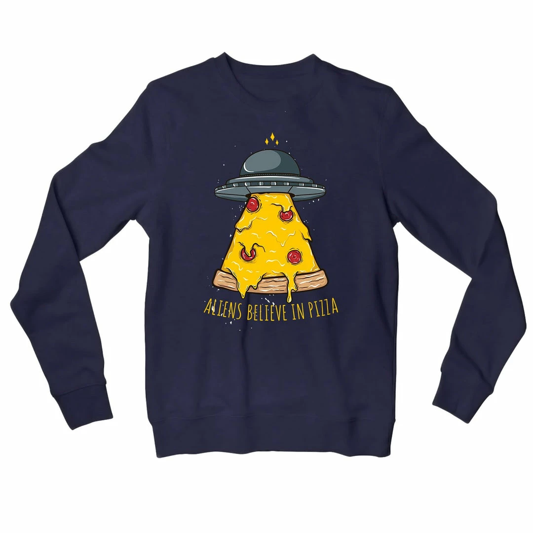 The Banyan Tee Sweatshirts Sweatshirt - Aliens Believe In Pizza 1 The Banyan Tee Sweatshirts Sweatshirt - Aliens Believe In Pizza