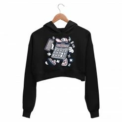 The Banyan Tee Printed Crop Hoodie - Cartoon Calculator