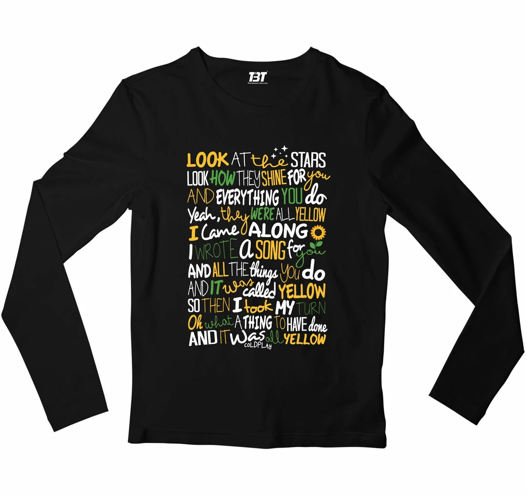 The Banyan Tee Coldplay Full Sleeves T-shirt - Yellow 1 The Banyan Tee Coldplay Full Sleeves T-shirt - Yellow