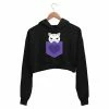 The Banyan Tee Crop Hoodies Printed Crop Hoodie - Cute Cat
