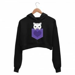 The Banyan Tee Crop Hoodies Printed Crop Hoodie - Cute Cat