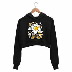 The Banyan Tee Printed Crop Hoodie - Egg Cartoon Crop Hoodies