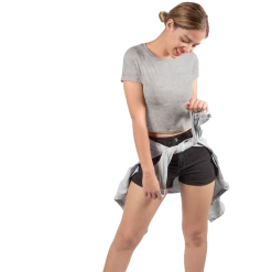 The Banyan Tee Crop Top - Grey Melange Graphic Junkies