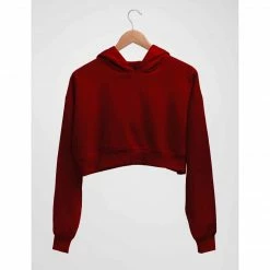 The Banyan Tee Graphic Junkies Crop Hoodie - Maroon