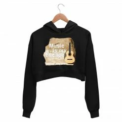 The Banyan Tee Printed Crop Hoodie - Music Is My Escape Crop Hoodies