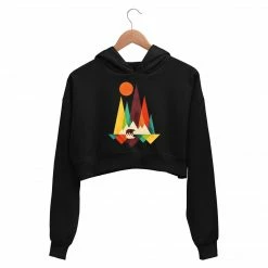 The Banyan Tee Printed Crop Hoodie - Mountains