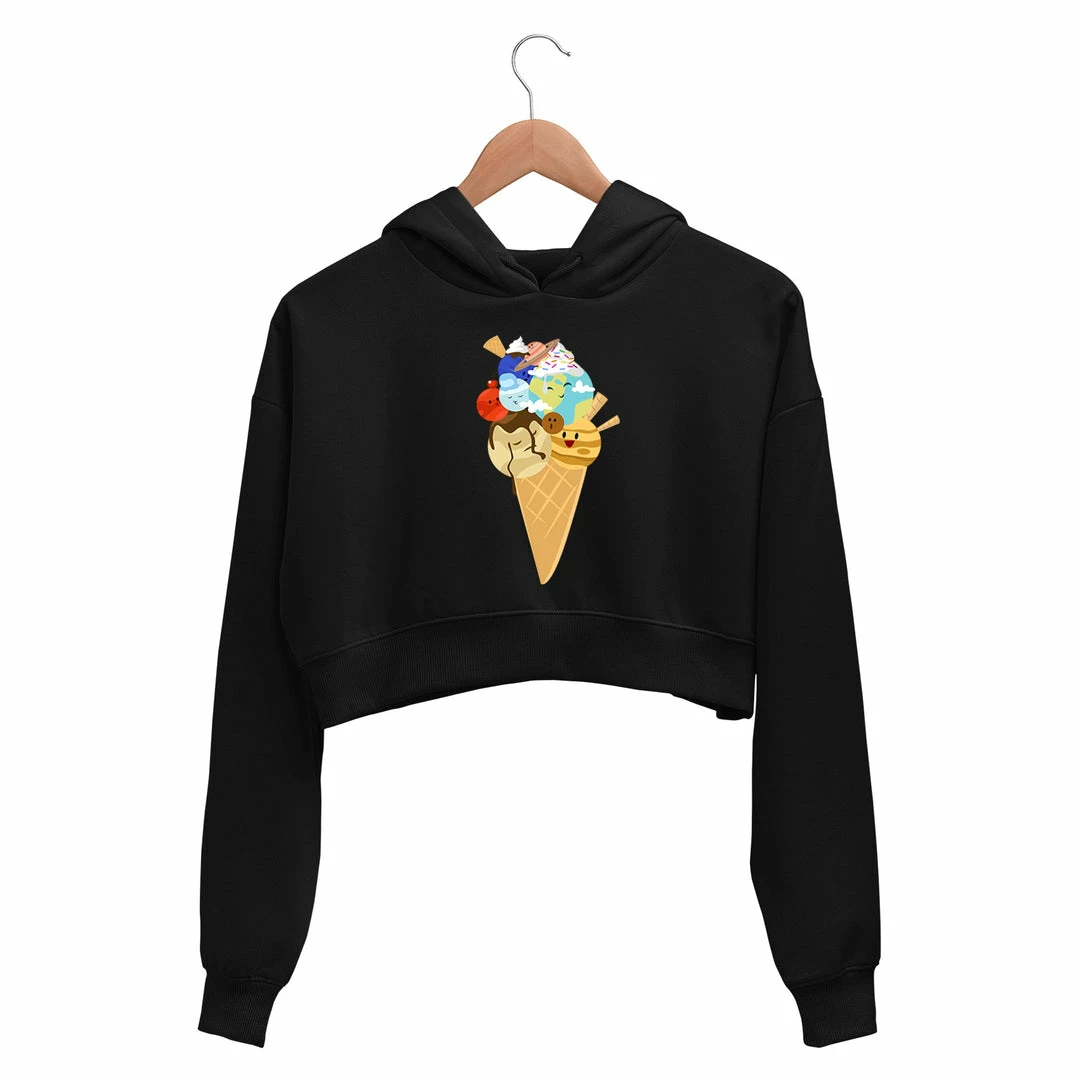 The Banyan Tee Printed Crop Hoodie - Ice Cream - Planets Crop Hoodies 1 The Banyan Tee Printed Crop Hoodie - Ice Cream - Planets Crop Hoodies