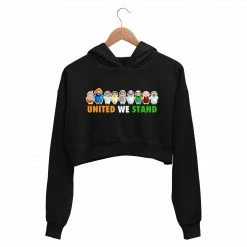 The Banyan Tee Printed Crop Hoodie - United We Stand