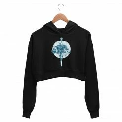 The Banyan Tee Printed Crop Hoodie - Wolves