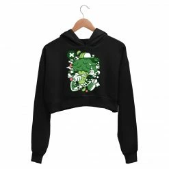 The Banyan Tee Crop Hoodies Printed Crop Hoodie - Cartoon Broccoli