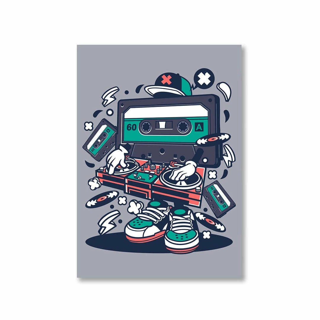 The Banyan Tee Posters Poster - Cassette DJ Cartoon 1 The Banyan Tee Posters Poster - Cassette DJ Cartoon