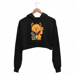 The Banyan Tee Printed Crop Hoodie - Painter Cat