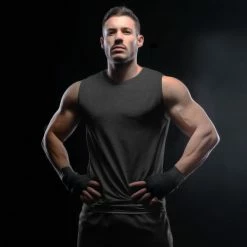 The Banyan Tee Graphic Junkies Sleeveless T-shirt - Charcoal Melange