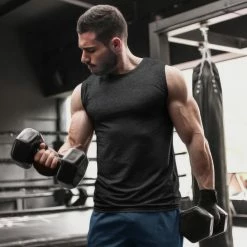 The Banyan Tee Graphic Junkies Sleeveless T-shirt - Charcoal Melange