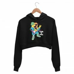 The Banyan Tee Printed Crop Hoodie - Guitarist Monster