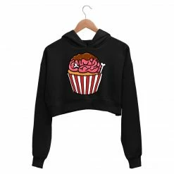 The Banyan Tee Printed Crop Hoodie - Creamy Brain Cupcake