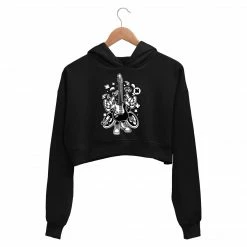 The Banyan Tee Printed Crop Hoodie - Electric Guitar Cartoon