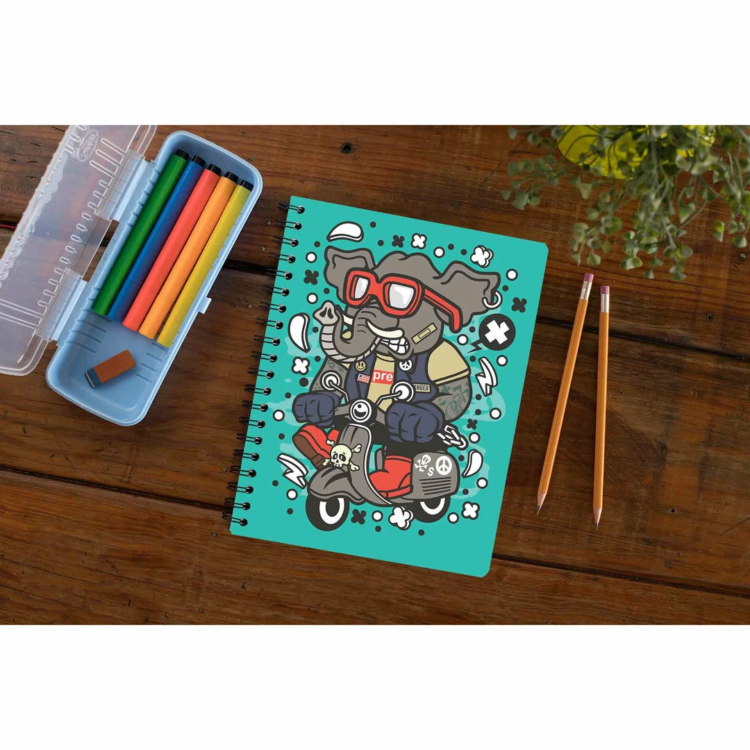 The Banyan Tee Notebook - Elephant Scooterist 1 The Banyan Tee Notebook - Elephant Scooterist