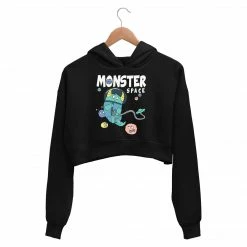 The Banyan Tee Printed Crop Hoodie - Monster Space