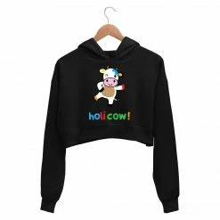 The Banyan Tee Printed Crop Hoodie - Holi Cow Crop Hoodies