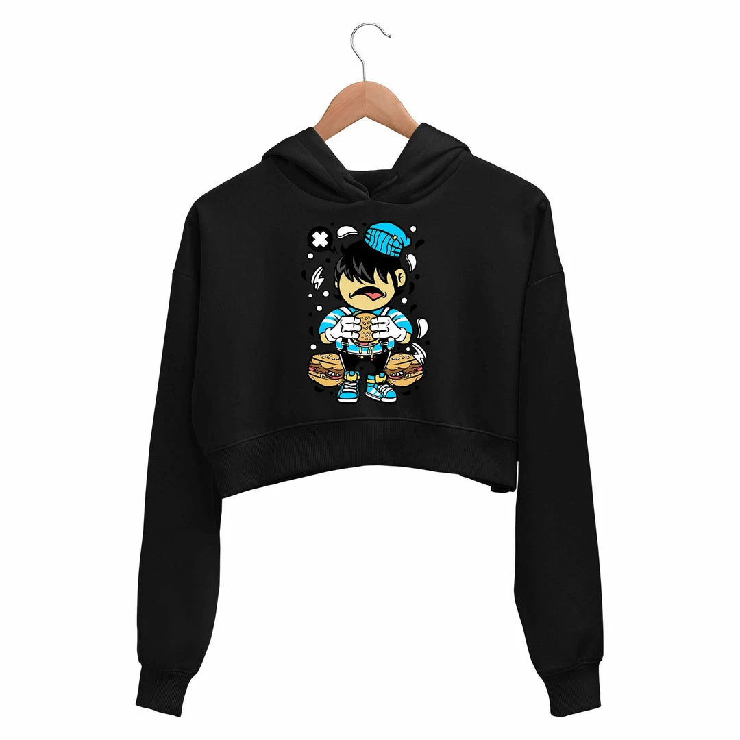 The Banyan Tee Crop Hoodies Printed Crop Hoodie - Hungry Kid 1 The Banyan Tee Crop Hoodies Printed Crop Hoodie - Hungry Kid