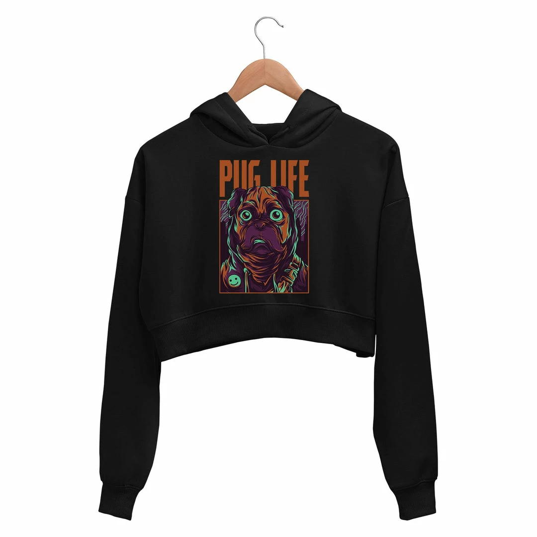 The Banyan Tee Printed Crop Hoodie - Pug Life 1 The Banyan Tee Printed Crop Hoodie - Pug Life