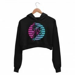 The Banyan Tee Printed Crop Hoodie - Retro Motocrosser