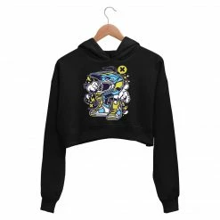 The Banyan Tee Printed Crop Hoodie - Motocross Helmet Crop Hoodies