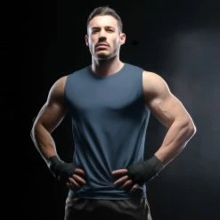 The Banyan Tee Graphic Junkies Sleeveless T-shirt - Navy Blue 4 The Banyan Tee Graphic Junkies Sleeveless T-shirt - Navy Blue