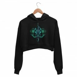 The Banyan Tee Printed Crop Hoodie - Robotic Skull Crop Hoodies