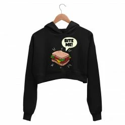 The Banyan Tee Printed Crop Hoodie - Bite Me Crop Hoodies