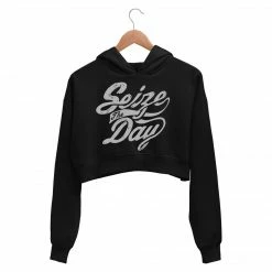 The Banyan Tee Printed Crop Hoodie - Seize The Day Crop Hoodies