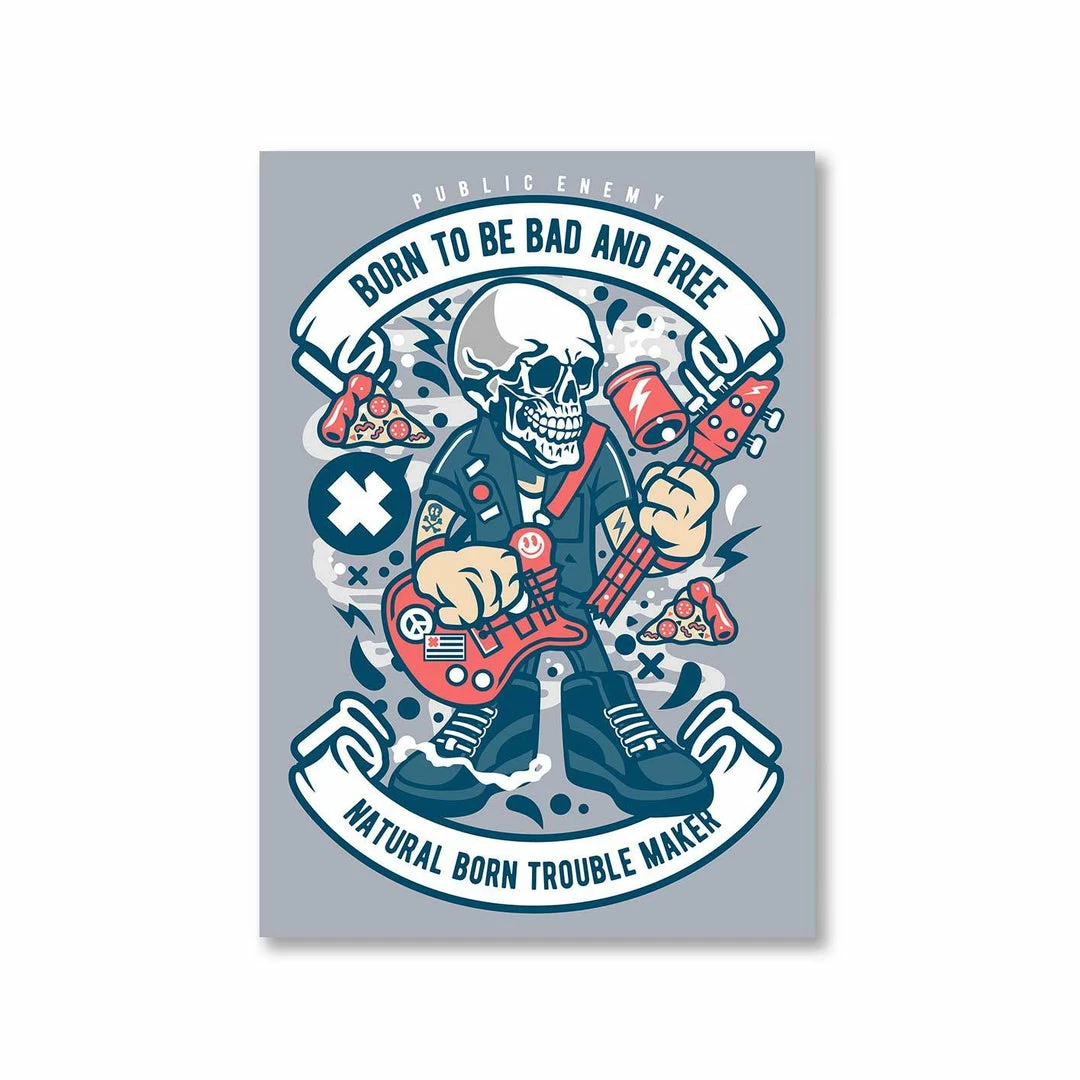 The Banyan Tee Poster - Skull Guitarist Posters 1 The Banyan Tee Poster - Skull Guitarist Posters