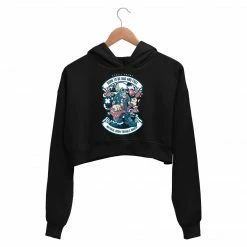 The Banyan Tee Printed Crop Hoodie - Skull Guitarist