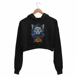 The Banyan Tee Printed Crop Hoodie - Sphynx Cat