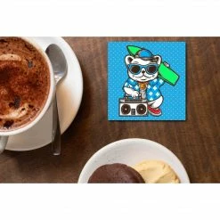 The Banyan Tee Coaster - Surfing Cat With Boombox