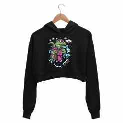 The Banyan Tee Printed Crop Hoodie - Working T-Rex
