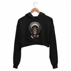 The Banyan Tee Printed Crop Hoodie - Tribal Headgear Crop Hoodies