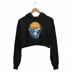 The Banyan Tee Printed Crop Hoodie - Howling Wolf Crop Hoodies