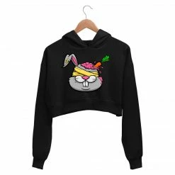 The Banyan Tee Printed Crop Hoodie - The Zombie Bunny Crop Hoodies